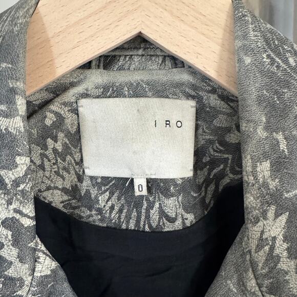 IRO Salinas Leather Moto Jacket Black Grey Abstract Lamb Biker Motorcycle 0 - Picture 5 of 7